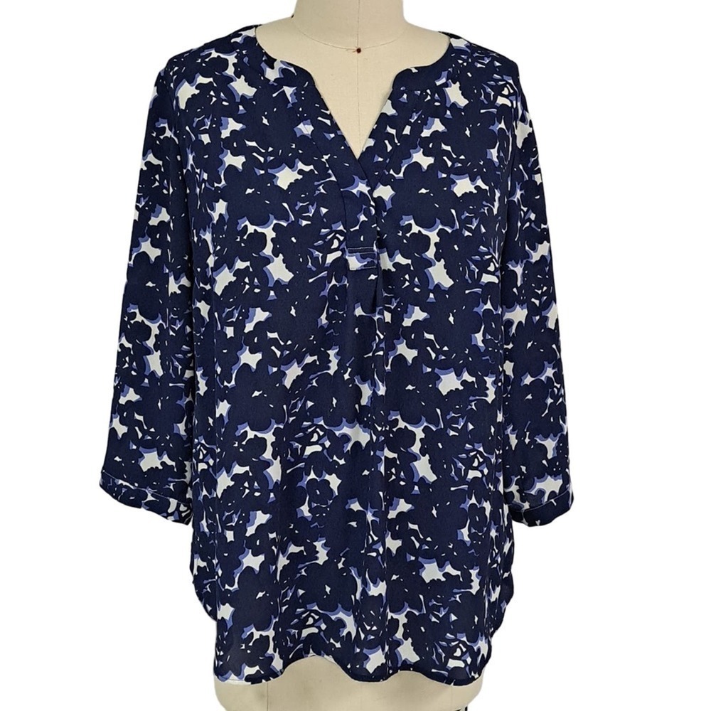 Talbots Plus Size blue floral blouse size X ( XL+)